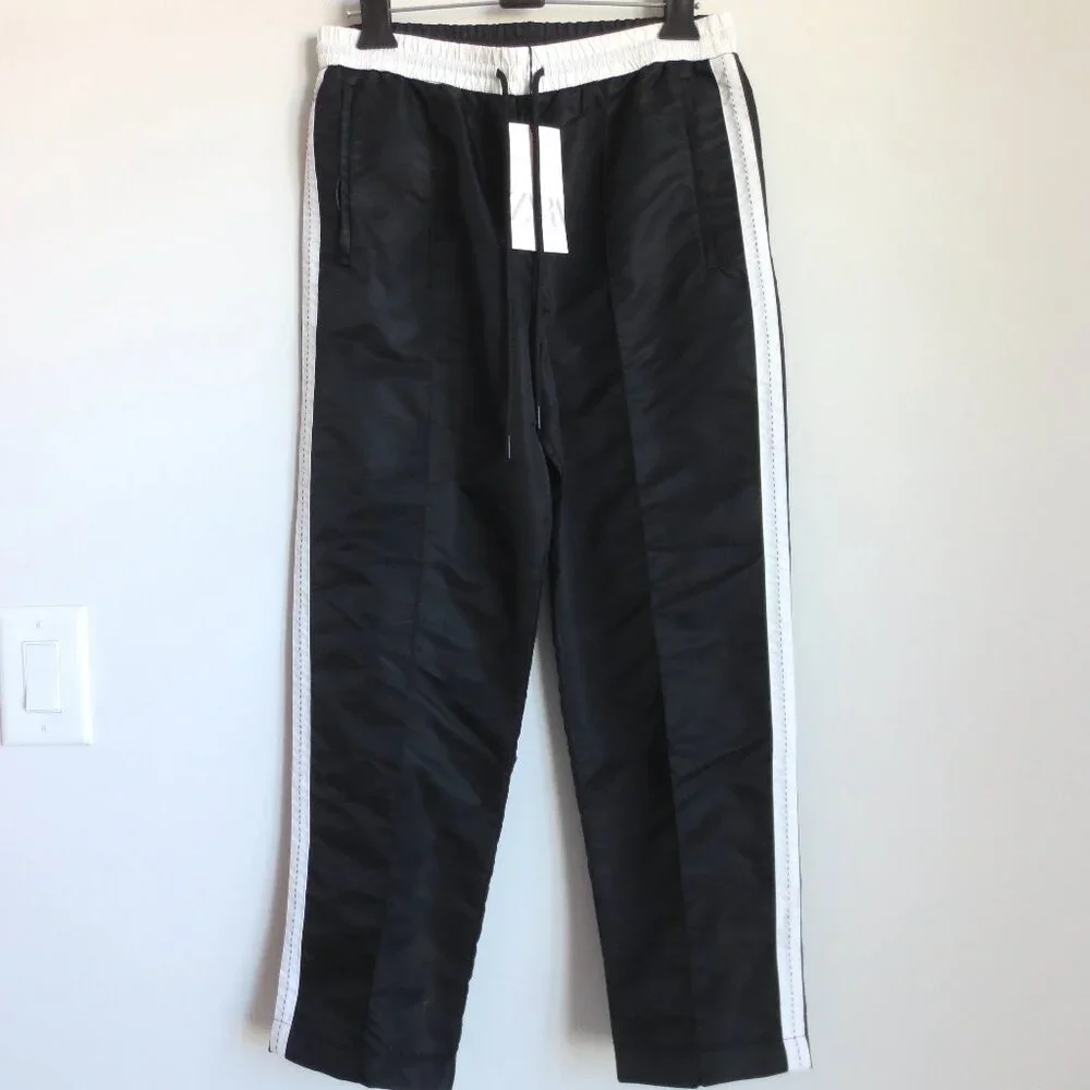 NWT ZARA SIDE STRIPE NYLON JOGGING PANTS BLACK 4319/419 - Picture 2 of 7